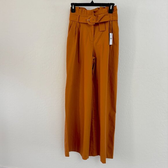 Express Belted Wide Leg Pants in Mustard - Picture 1 of 11